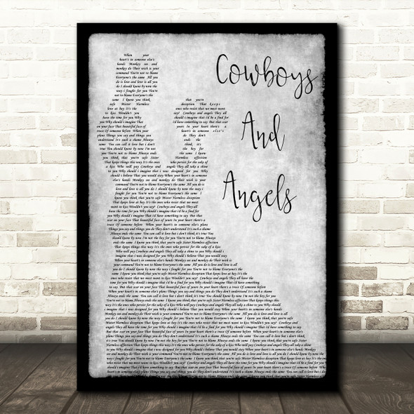 George Michael Cowboys And Angels Man Lady Dancing Grey Song Lyric Quote Print