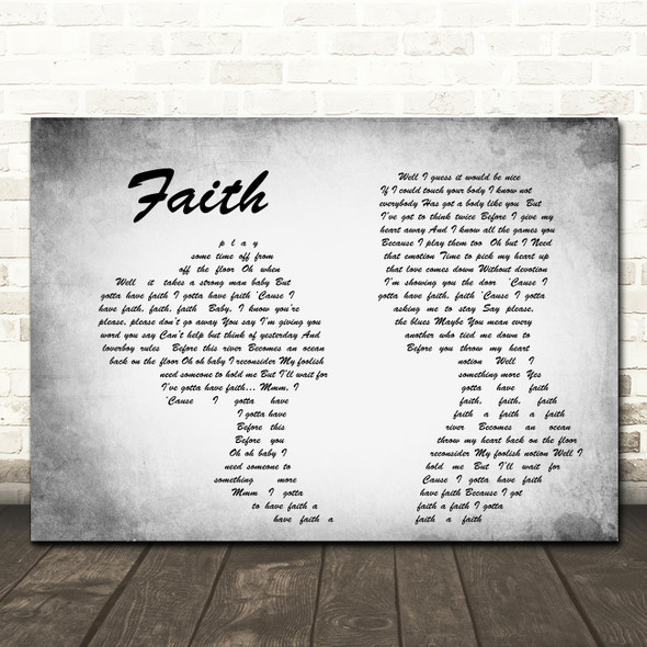 George Michael Faith Man Lady Couple Grey Song Lyric Quote Print