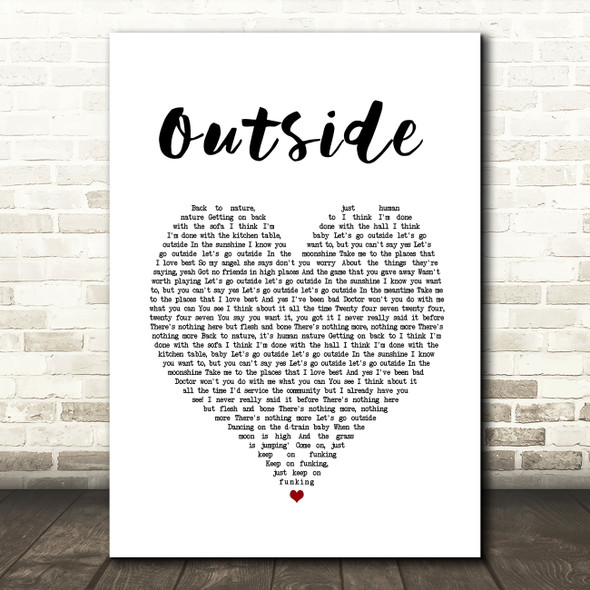 George Michael Outside White Heart Song Lyric Print