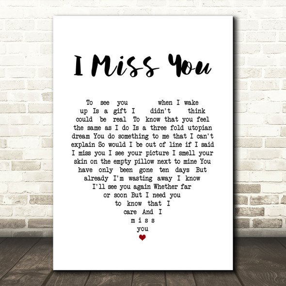 Incubus I Miss You White Heart Song Lyric Print