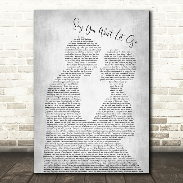 James Arthur Say You Won't Let Go Man Lady Bride Groom Wedding Grey Song Print