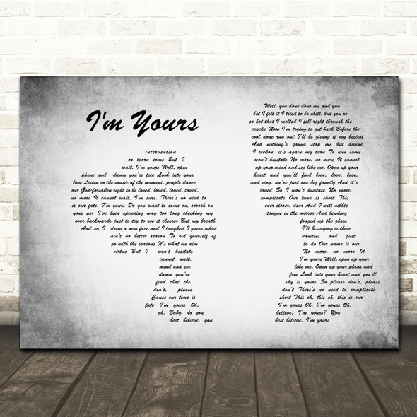 Jason Mraz I'm Yours Man Lady Couple Grey Song Lyric Print