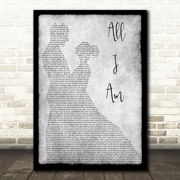 Jess Glynne All I Am Grey Song Lyric Man Lady Dancing Quote Print