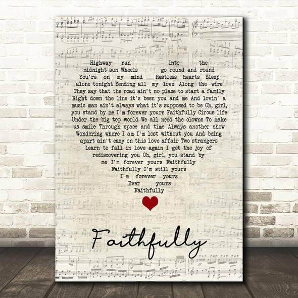 Journey Faithfully Script Heart Song Lyric Print