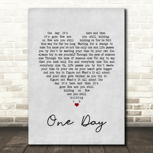 Kodaline One Day Grey Heart Song Lyric Print