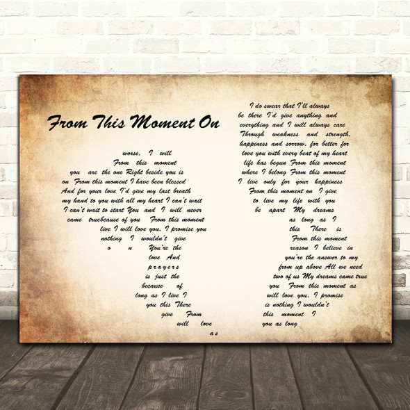 Shania Twain From This Moment On Man Lady Couple Song Lyric Quote Print