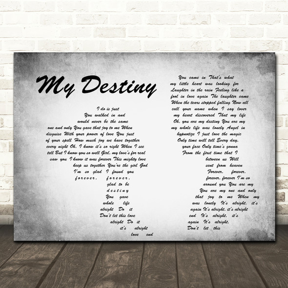 Lionel Ritchie My Destiny Man Lady Couple Grey Song Lyric Quote Print