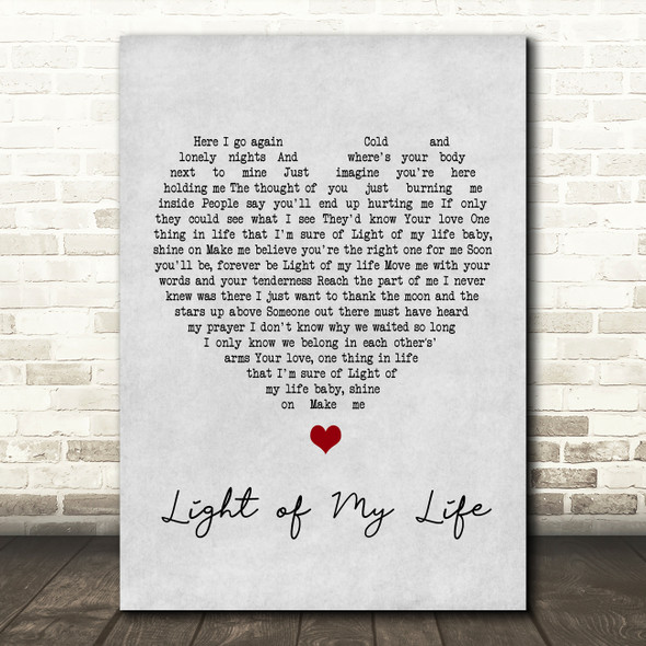 Louise Redknapp Light of My Life Grey Heart Song Lyric Print