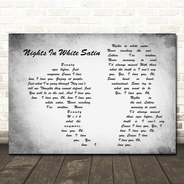 Moody Blues Nights In White Satin Man Lady Couple Grey Song Lyric Quote Print