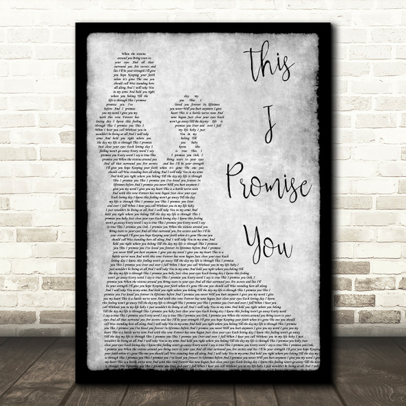 N Sync This I Promise You Grey Song Lyric Man Lady Dancing Quote Print