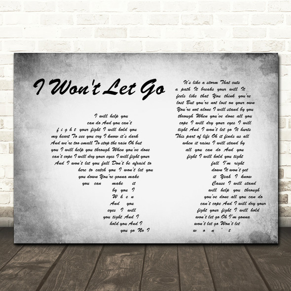 Rascal Flatts I Won't Let Go Man Lady Couple Grey Song Lyric Quote Print