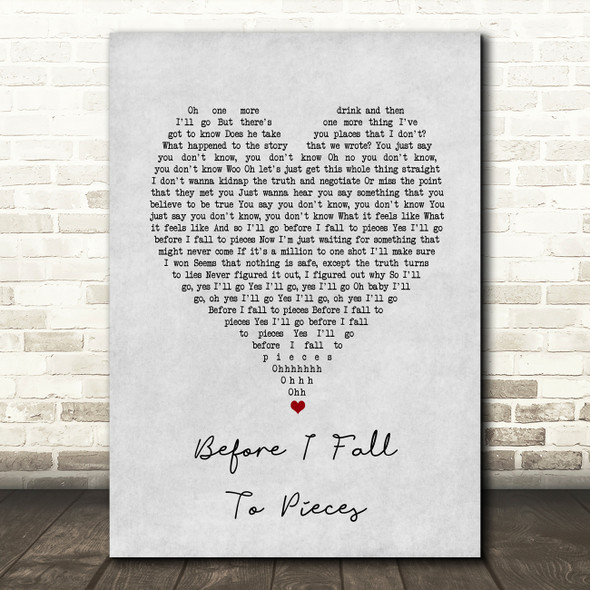 Razorlight Before I Fall To Pieces Grey Heart Song Lyric Print