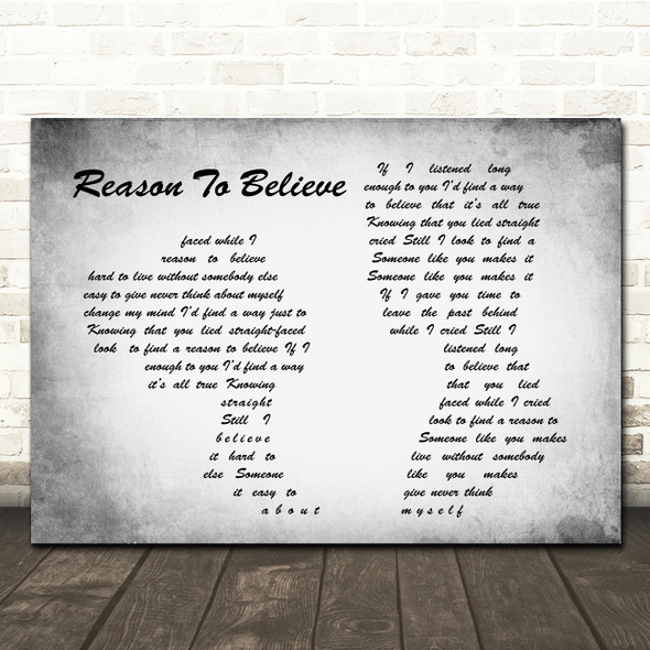 Rod Stewart Reason To Believe Man Lady Couple Grey Song Lyric Quote Print