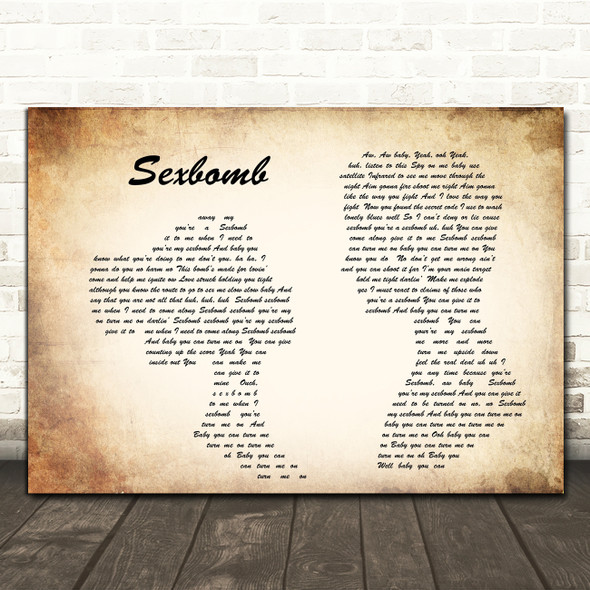 Tom Jones Sexbomb Man Lady Couple Song Lyric Quote Print