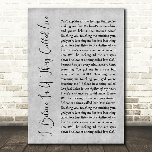 The Darkness I Believe In A Thing Called Love Rustic Script Grey Song Print