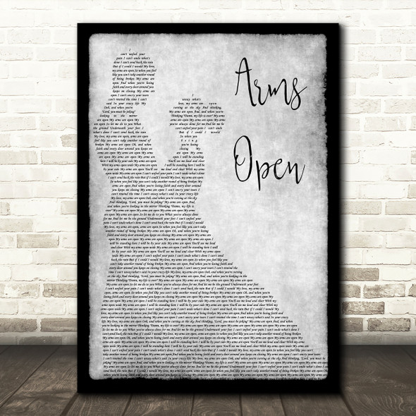 The Script Arms Open Grey Song Lyric Man Lady Dancing Quote Print