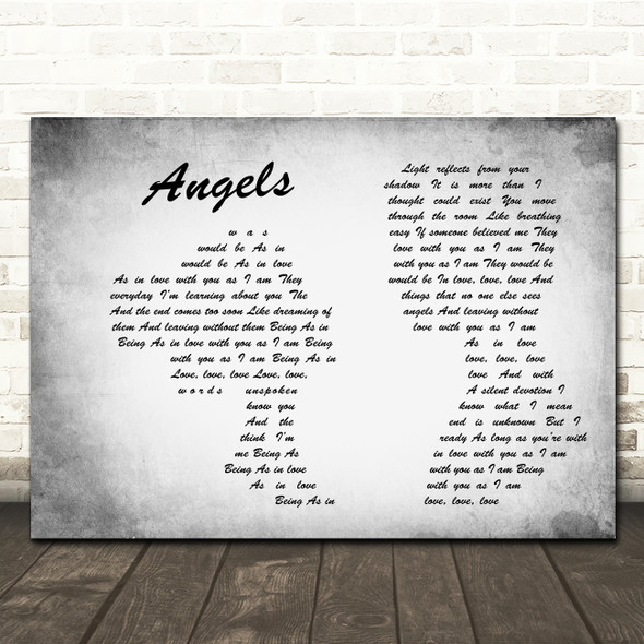 The xx Angels Man Lady Couple Grey Song Lyric Print