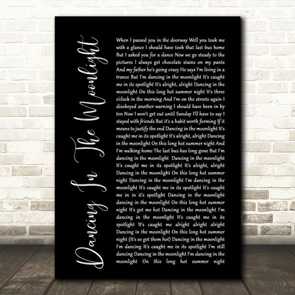 Thin Lizzy Dancing In The Moonlight Black Script Song Lyric Print