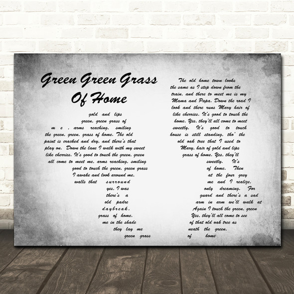 Tom Jones Green Green Grass Of Home Man Lady Couple Grey Song Lyric Quote Print