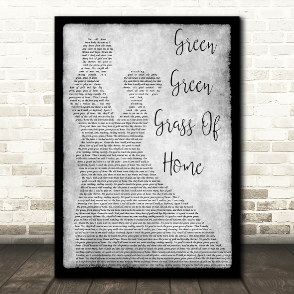 Tom Jones Green Green Grass Of Home Man Lady Dancing Grey Song Lyric Quote Print