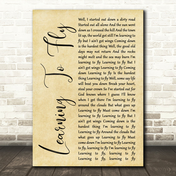 Tom Petty And The Heartbreakers Learning To Fly Rustic Script Song Lyric Print