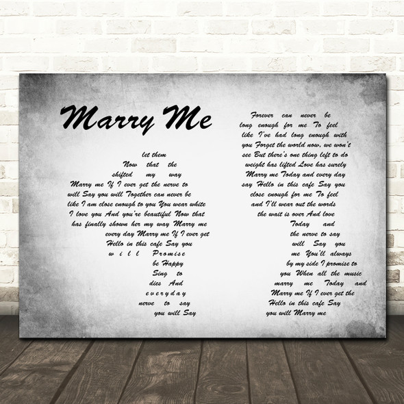 Train Marry Me Man Lady Couple Grey Song Lyric Quote Print
