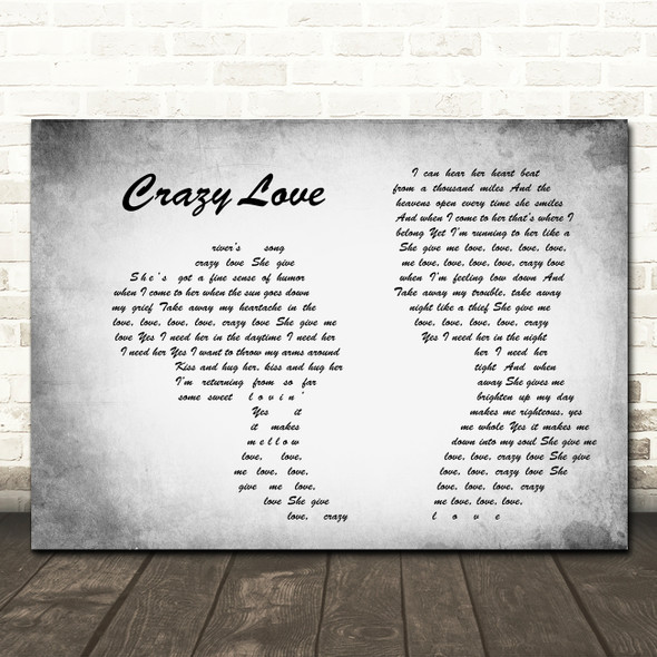 Van Morrison Crazy Love Man Lady Couple Grey Song Lyric Print