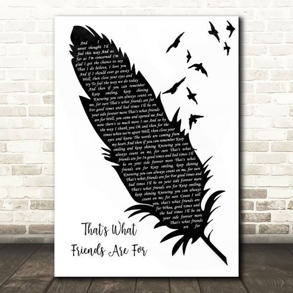 Rod Stewart That's What Friends Are For Black & White Feather & Birds Song Lyric Quote Music Print