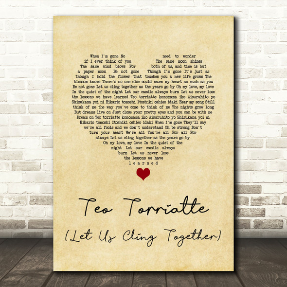 Queen Teo Torriatte (Let Us Cling Together) Vintage Heart Song Lyric Quote Music Print