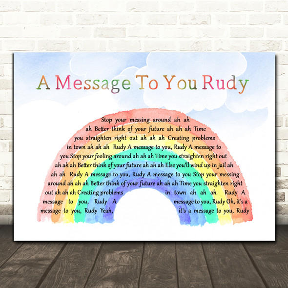 The Specials A Message To You Rudy Watercolour Rainbow & Clouds Song Lyric Quote Music Print