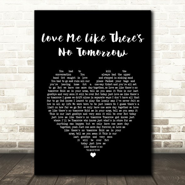 Freddie Mercury Love Me Like Theres No Tomorrow Black Heart Song Lyric Quote Music Print