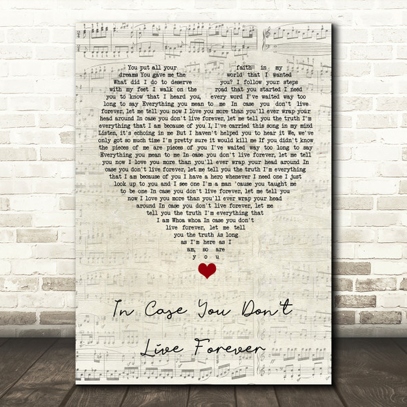 Ben Platt In Case You Don't Live Forever Script Heart Song Lyric Quote Music Print