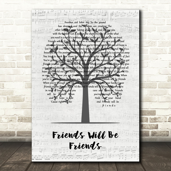 Queen Friends Will Be Friends Music Script Tree Song Lyric Quote Music Print