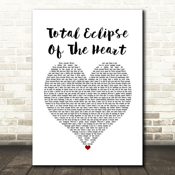 Bonnie Tyler Total Eclipse Of The Heart White Heart Song Lyric Quote Music Print