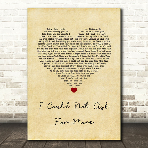 Sara Evans I Could Not Ask For More Vintage Heart Song Lyric Quote Music Print
