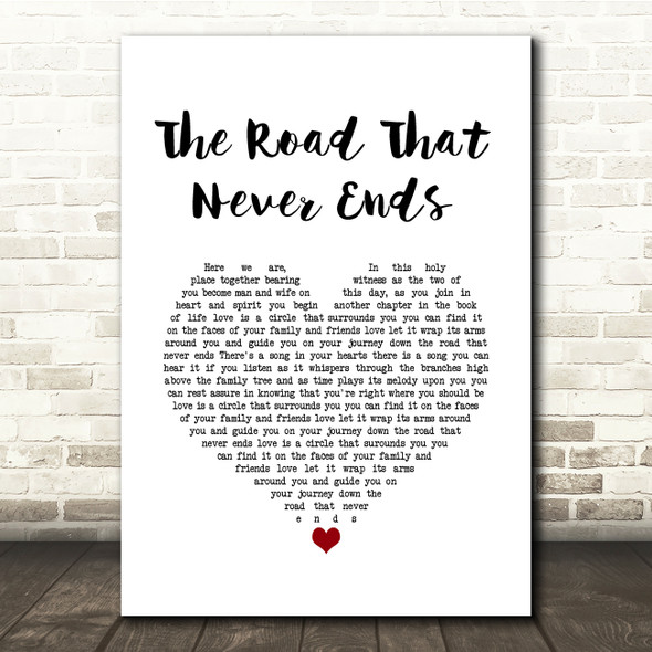 Keali'i Reichel The Road That Never Ends White Heart Song Lyric Quote Music Print