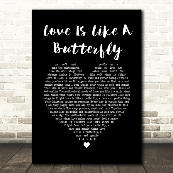 Dolly Parton Love Is Like A Butterfly Black Heart Song Lyric Quote Music Print