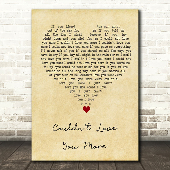 John Martyn Couldn't Love You More Vintage Heart Song Lyric Quote Music Print
