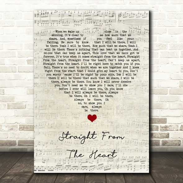 Doolally Straight From The Heart Script Heart Song Lyric Quote Music Print