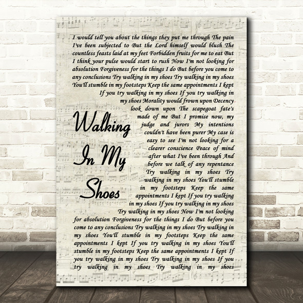 Depeche Mode Walking In My Shoes Vintage Script Song Lyric Quote Music Print