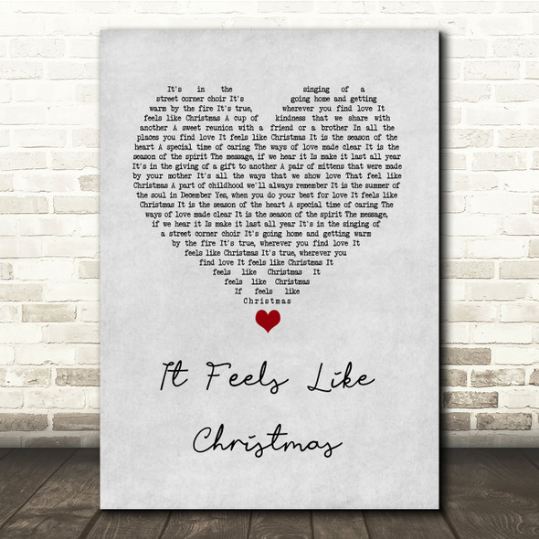 The Muppets It Feels Like Christmas Grey Heart Song Lyric Quote Music Print