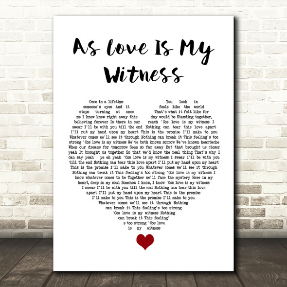 Westlife As Love Is My Witness White Heart Song Lyric Quote Music Print