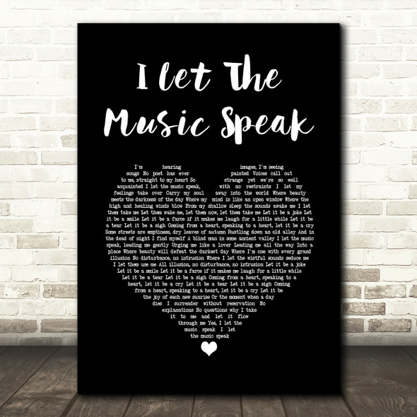ABBA I Let The Music Speak Black Heart Song Lyric Quote Music Print