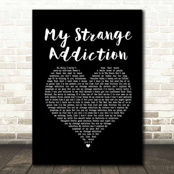 Billie Eilish My Strange Addiction Black Heart Song Lyric Quote Music Print