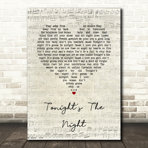 Rod Stewart Tonight's The Night Script Heart Song Lyric Quote Music Print