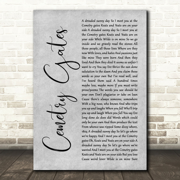 The Smiths Cemetry Gates Grey Rustic Script Song Lyric Quote Music Print