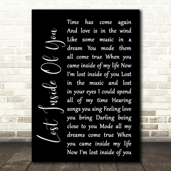 Barbra Streisand Lost Inside Of You Black Script Song Lyric Quote Music Print