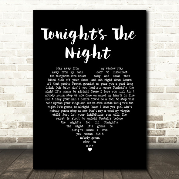 Rod Stewart Tonight's The Night Black Heart Song Lyric Quote Music Print