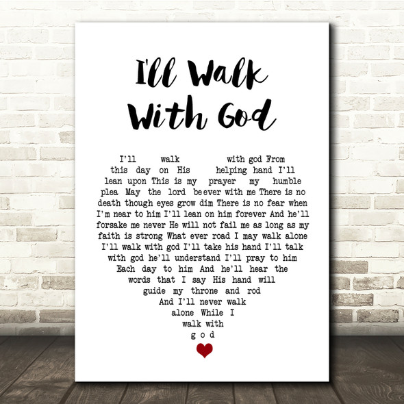 Mario Lanza I'll Walk With God White Heart Song Lyric Quote Music Print