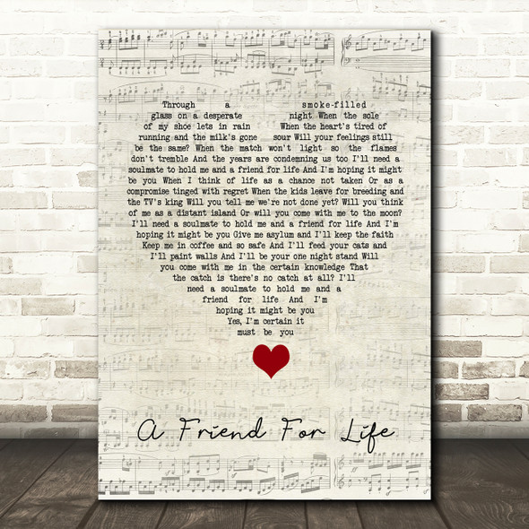 Rod Stewart A Friend For Life Script Heart Song Lyric Quote Music Print